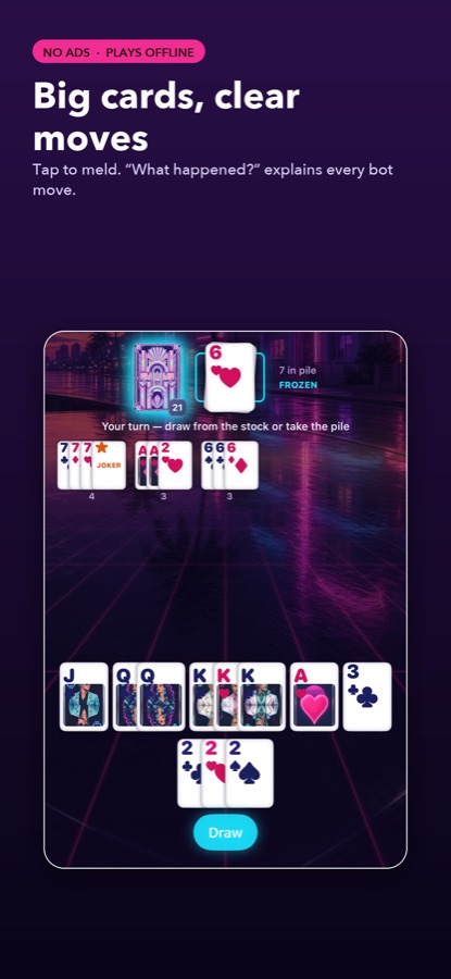 The card table: melds, the pile and the hand